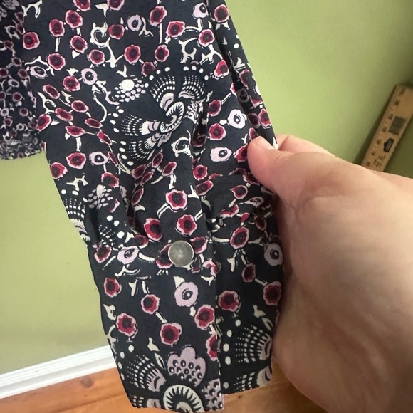 LOFT Womens Top Sz Blouse Purple‎ Floral Long Sleeve Boho Peasant Cottagecore - Picture 2 of 9